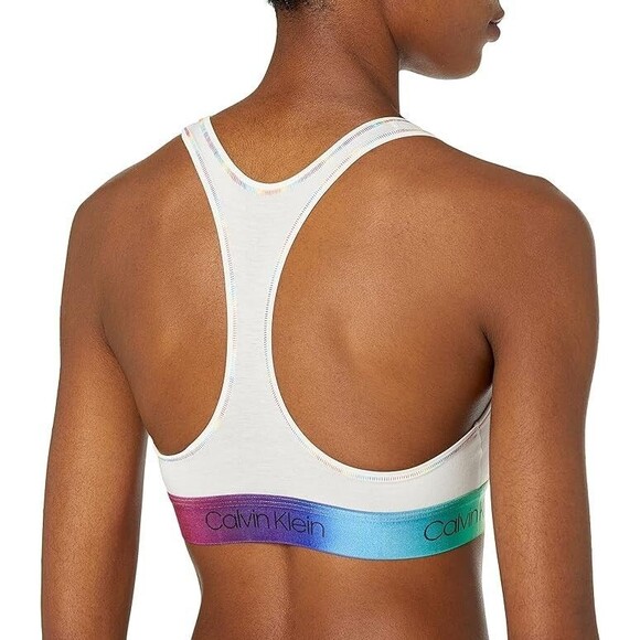 Calvin Klein Women's white rainbow Modern Cotton Bralette new Small - Picture 2 of 2